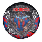 Newcastle Knights Spare Tire Cover The Scream of Lightning Eyes - Indigenous Dot Ripping Effect