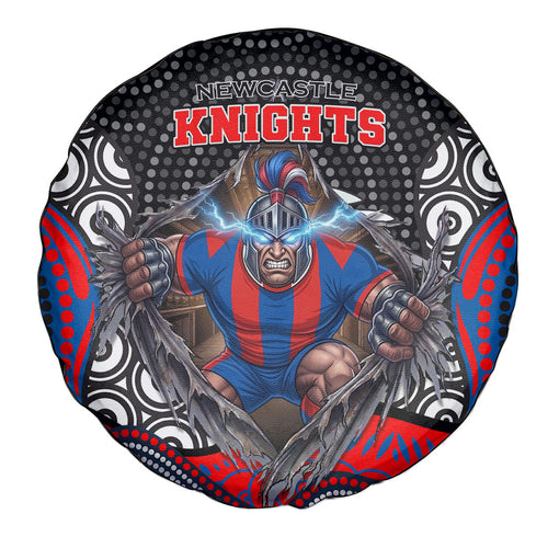 Newcastle Knights Spare Tire Cover The Scream of Lightning Eyes - Indigenous Dot Ripping Effect
