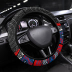 Newcastle Knights Steering Wheel Cover The Scream of Lightning Eyes - Indigenous Dot Ripping Effect