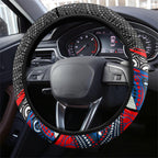 Newcastle Knights Steering Wheel Cover The Scream of Lightning Eyes - Indigenous Dot Ripping Effect