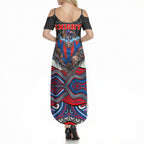 Newcastle Knights Summer Maxi Dress The Scream of Lightning Eyes - Indigenous Dot Ripping Effect