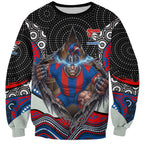 Newcastle Knights Sweatshirt The Scream of Lightning Eyes - Indigenous Dot Ripping Effect