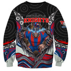 Newcastle Knights Sweatshirt The Scream of Lightning Eyes - Indigenous Dot Ripping Effect