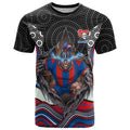 Newcastle Knights T Shirt The Scream of Lightning Eyes - Indigenous Dot Ripping Effect