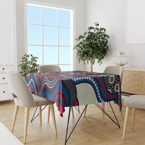 Newcastle Knights Tablecloth The Scream of Lightning Eyes - Indigenous Dot Ripping Effect