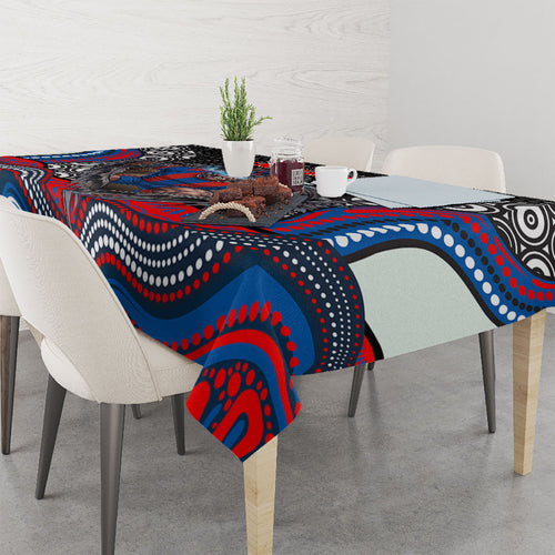 Newcastle Knights Tablecloth The Scream of Lightning Eyes - Indigenous Dot Ripping Effect
