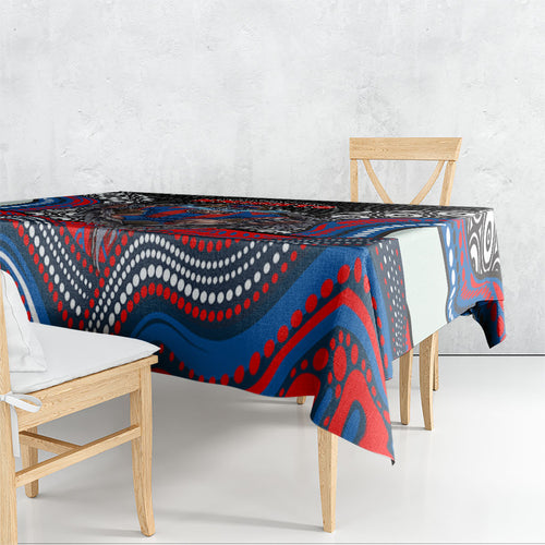 Newcastle Knights Tablecloth The Scream of Lightning Eyes - Indigenous Dot Ripping Effect