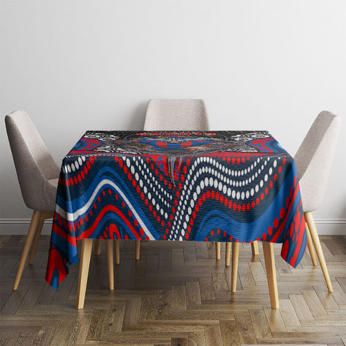 Newcastle Knights Tablecloth The Scream of Lightning Eyes - Indigenous Dot Ripping Effect