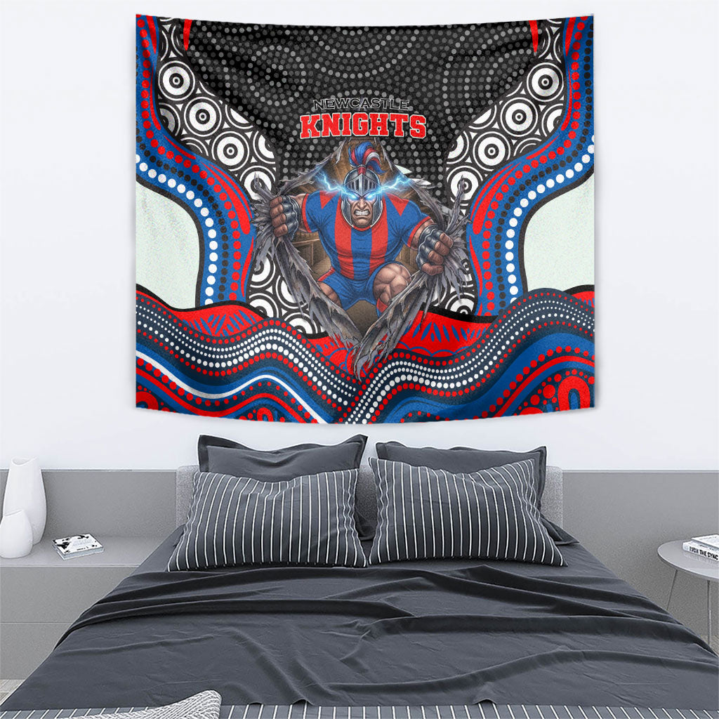 Newcastle Knights Tapestry The Scream of Lightning Eyes - Indigenous Dot Ripping Effect