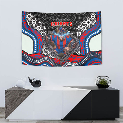 Newcastle Knights Tapestry The Scream of Lightning Eyes - Indigenous Dot Ripping Effect