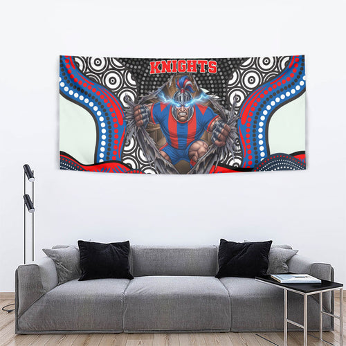 Newcastle Knights Tapestry The Scream of Lightning Eyes - Indigenous Dot Ripping Effect