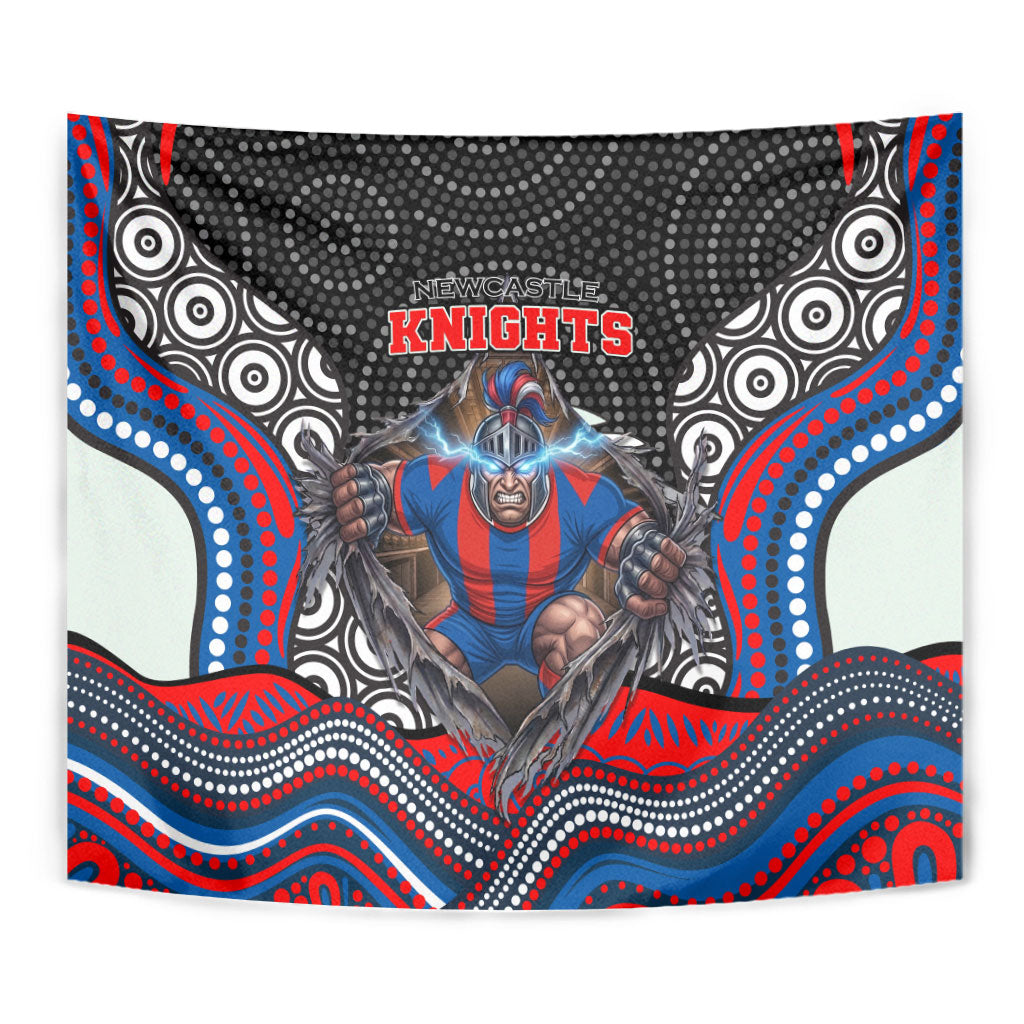 Newcastle Knights Tapestry The Scream of Lightning Eyes - Indigenous Dot Ripping Effect