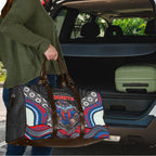 Newcastle Knights Travel Bag The Scream of Lightning Eyes - Indigenous Dot Ripping Effect
