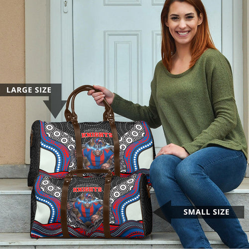 Newcastle Knights Travel Bag The Scream of Lightning Eyes - Indigenous Dot Ripping Effect