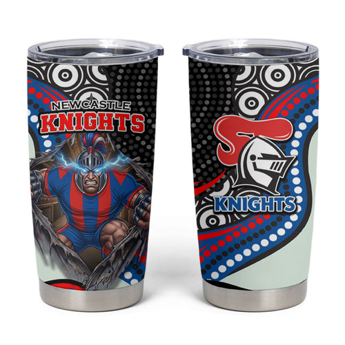 Newcastle Knights Tumbler Cup The Scream of Lightning Eyes - Indigenous Dot Ripping Effect