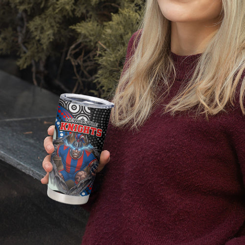 Newcastle Knights Tumbler Cup The Scream of Lightning Eyes - Indigenous Dot Ripping Effect