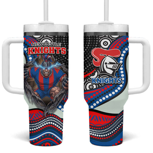 Newcastle Knights Tumbler With Handle The Scream of Lightning Eyes - Indigenous Dot Ripping Effect