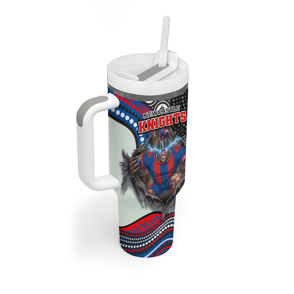 Newcastle Knights Tumbler With Handle The Scream of Lightning Eyes - Indigenous Dot Ripping Effect