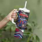 Newcastle Knights Tumbler With Handle The Scream of Lightning Eyes - Indigenous Dot Ripping Effect