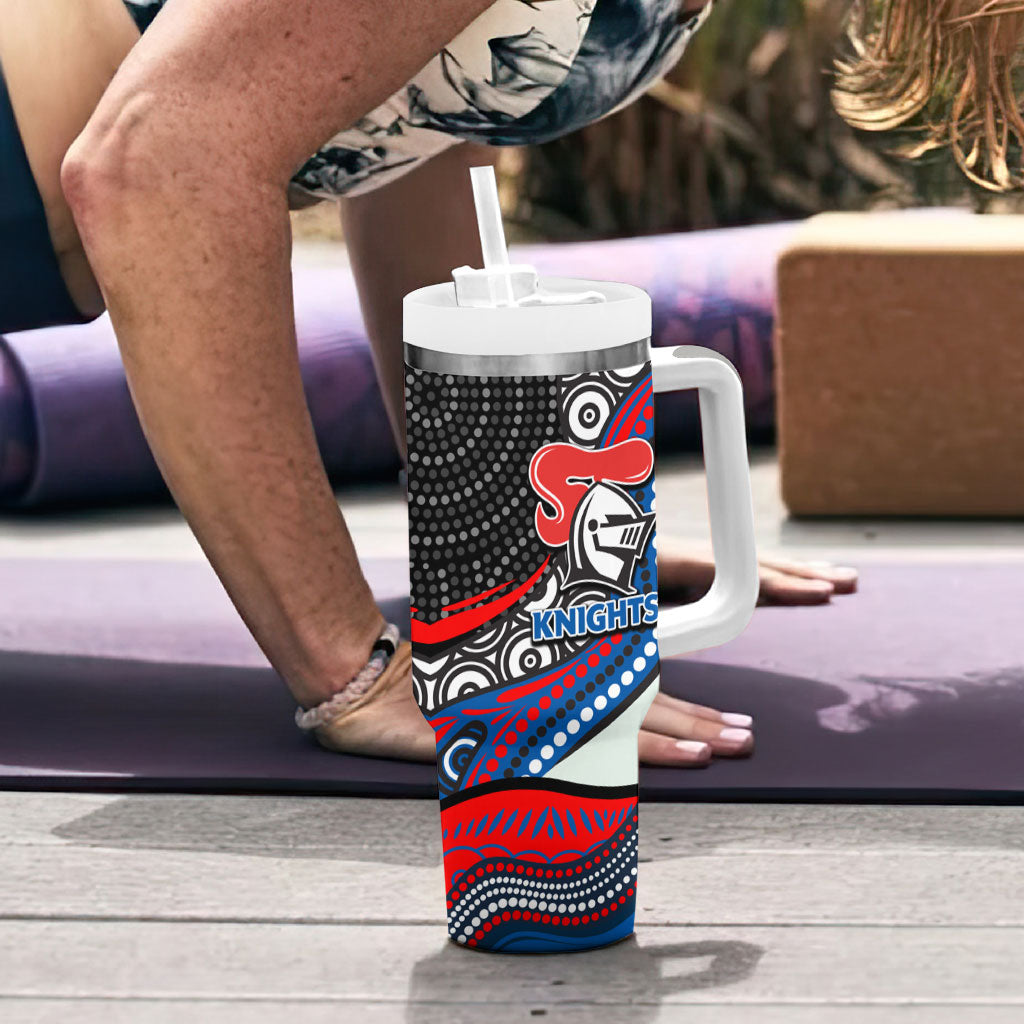 Newcastle Knights Tumbler With Handle The Scream of Lightning Eyes - Indigenous Dot Ripping Effect
