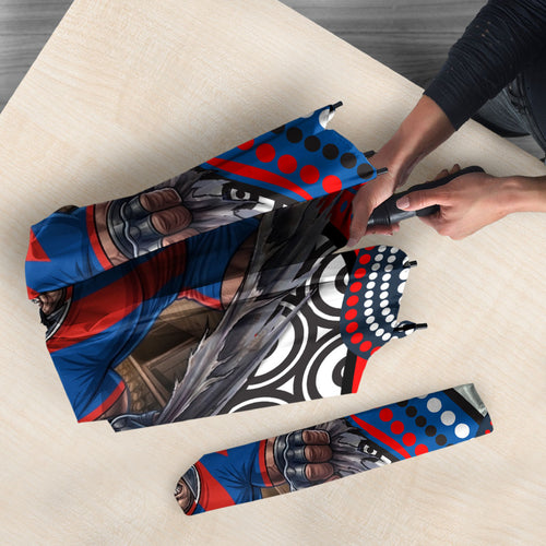 Newcastle Knights Umbrella The Scream of Lightning Eyes - Indigenous Dot Ripping Effect