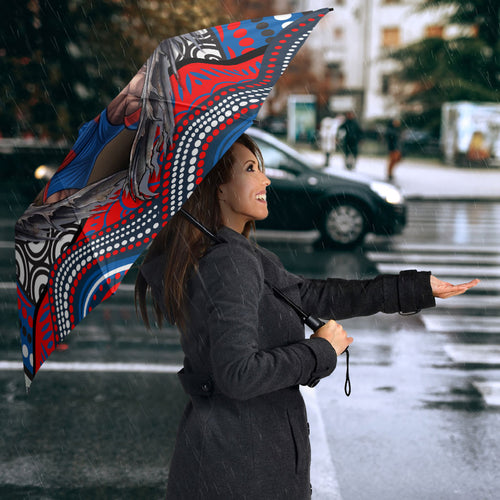 Newcastle Knights Umbrella The Scream of Lightning Eyes - Indigenous Dot Ripping Effect