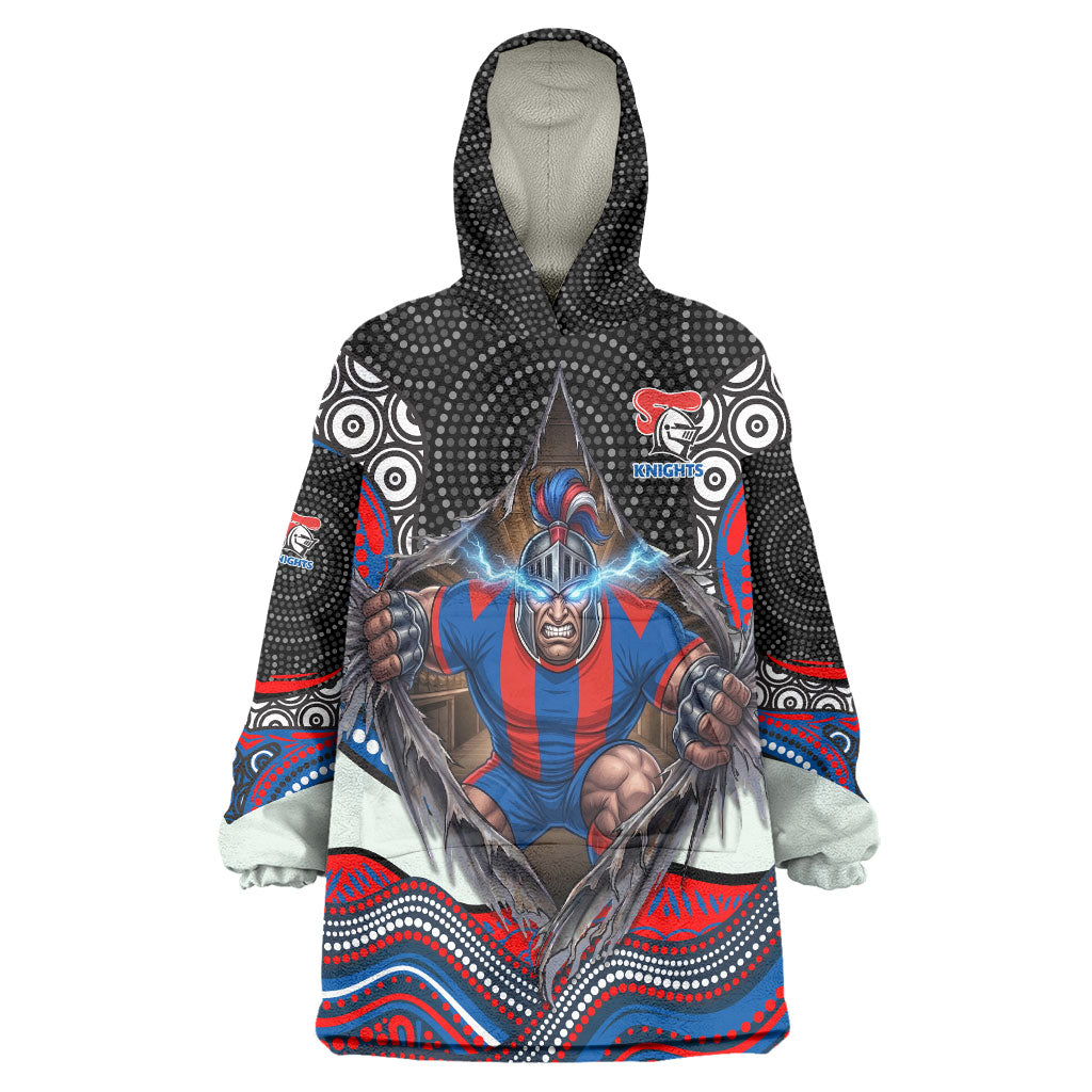 Newcastle Knights Wearable Blanket Hoodie The Scream of Lightning Eyes - Indigenous Dot Ripping Effect