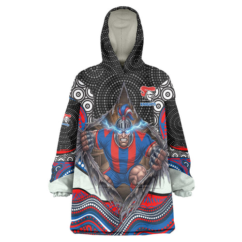 Newcastle Knights Wearable Blanket Hoodie The Scream of Lightning Eyes - Indigenous Dot Ripping Effect
