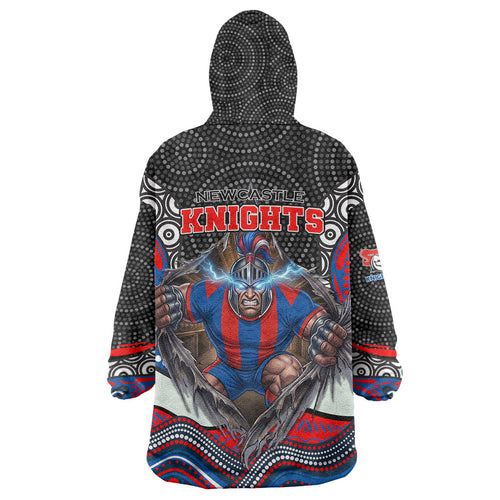 Newcastle Knights Wearable Blanket Hoodie The Scream of Lightning Eyes - Indigenous Dot Ripping Effect