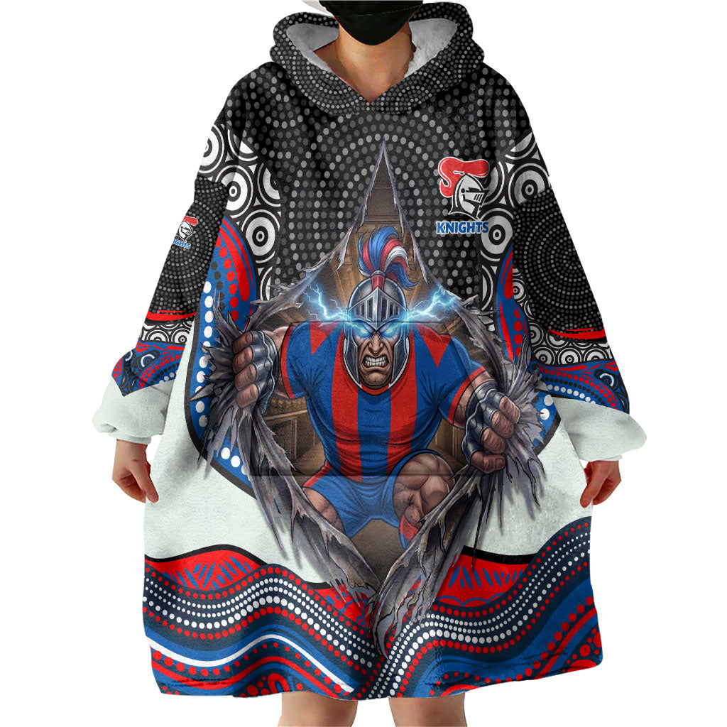 Newcastle Knights Wearable Blanket Hoodie The Scream of Lightning Eyes - Indigenous Dot Ripping Effect