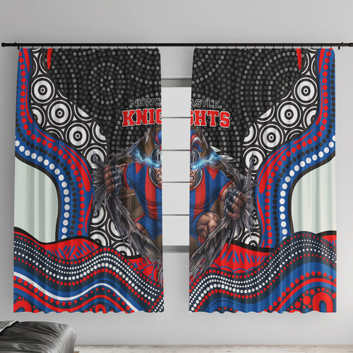 Newcastle Knights Window Curtain The Scream of Lightning Eyes - Indigenous Dot Ripping Effect