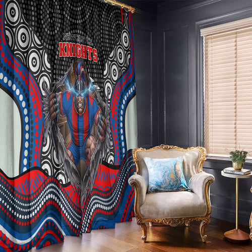Newcastle Knights Window Curtain The Scream of Lightning Eyes - Indigenous Dot Ripping Effect