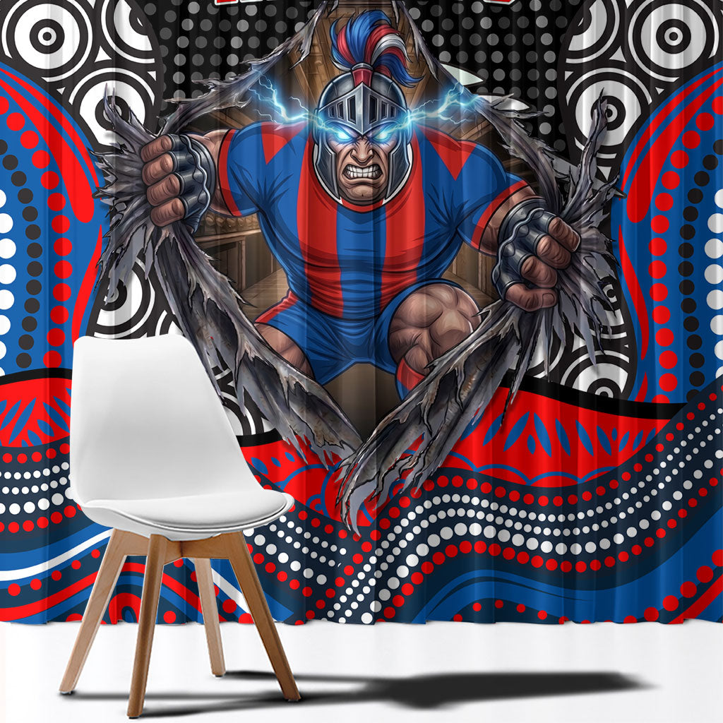 Newcastle Knights Window Curtain The Scream of Lightning Eyes - Indigenous Dot Ripping Effect