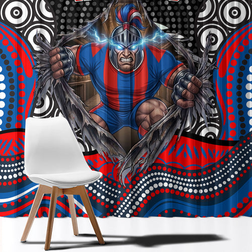 Newcastle Knights Window Curtain The Scream of Lightning Eyes - Indigenous Dot Ripping Effect