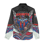 Newcastle Knights Women Casual Shirt The Scream of Lightning Eyes - Indigenous Dot Ripping Effect