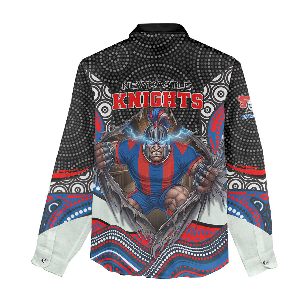 Newcastle Knights Women Casual Shirt The Scream of Lightning Eyes - Indigenous Dot Ripping Effect