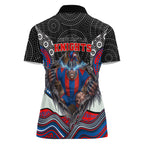 Newcastle Knights Women Polo Shirt The Scream of Lightning Eyes - Indigenous Dot Ripping Effect