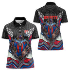 Newcastle Knights Women Polo Shirt The Scream of Lightning Eyes - Indigenous Dot Ripping Effect