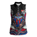 Newcastle Knights Women Sleeveless Polo Shirt The Scream of Lightning Eyes - Indigenous Dot Ripping Effect