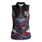 Newcastle Knights Women Sleeveless Polo Shirt The Scream of Lightning Eyes - Indigenous Dot Ripping Effect