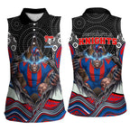 Newcastle Knights Women Sleeveless Polo Shirt The Scream of Lightning Eyes - Indigenous Dot Ripping Effect