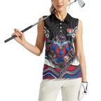Newcastle Knights Women Sleeveless Polo Shirt The Scream of Lightning Eyes - Indigenous Dot Ripping Effect