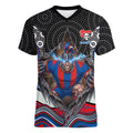 Newcastle Knights Women V-Neck T-Shirt The Scream of Lightning Eyes - Indigenous Dot Ripping Effect