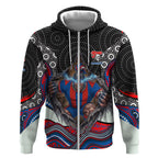 Newcastle Knights Zip Hoodie The Scream of Lightning Eyes - Indigenous Dot Ripping Effect
