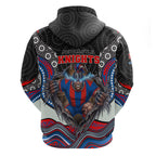 Newcastle Knights Zip Hoodie The Scream of Lightning Eyes - Indigenous Dot Ripping Effect