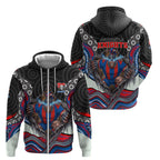 Newcastle Knights Zip Hoodie The Scream of Lightning Eyes - Indigenous Dot Ripping Effect