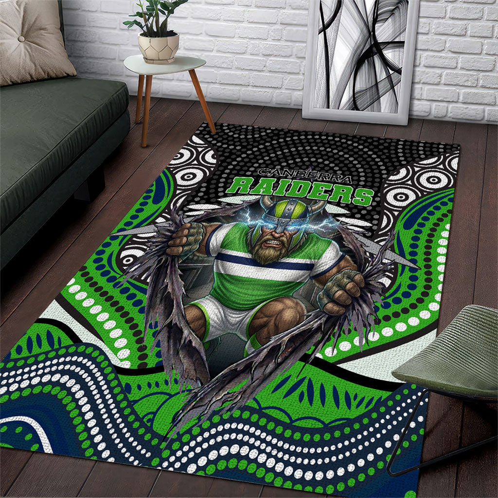 Canberra Raiders Area Rug The Scream of Lightning Eyes - Indigenous Dot Ripping Effect