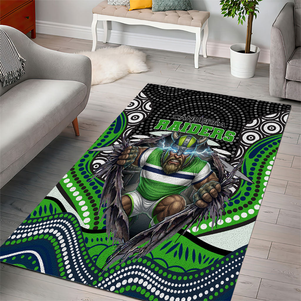 Canberra Raiders Area Rug The Scream of Lightning Eyes - Indigenous Dot Ripping Effect
