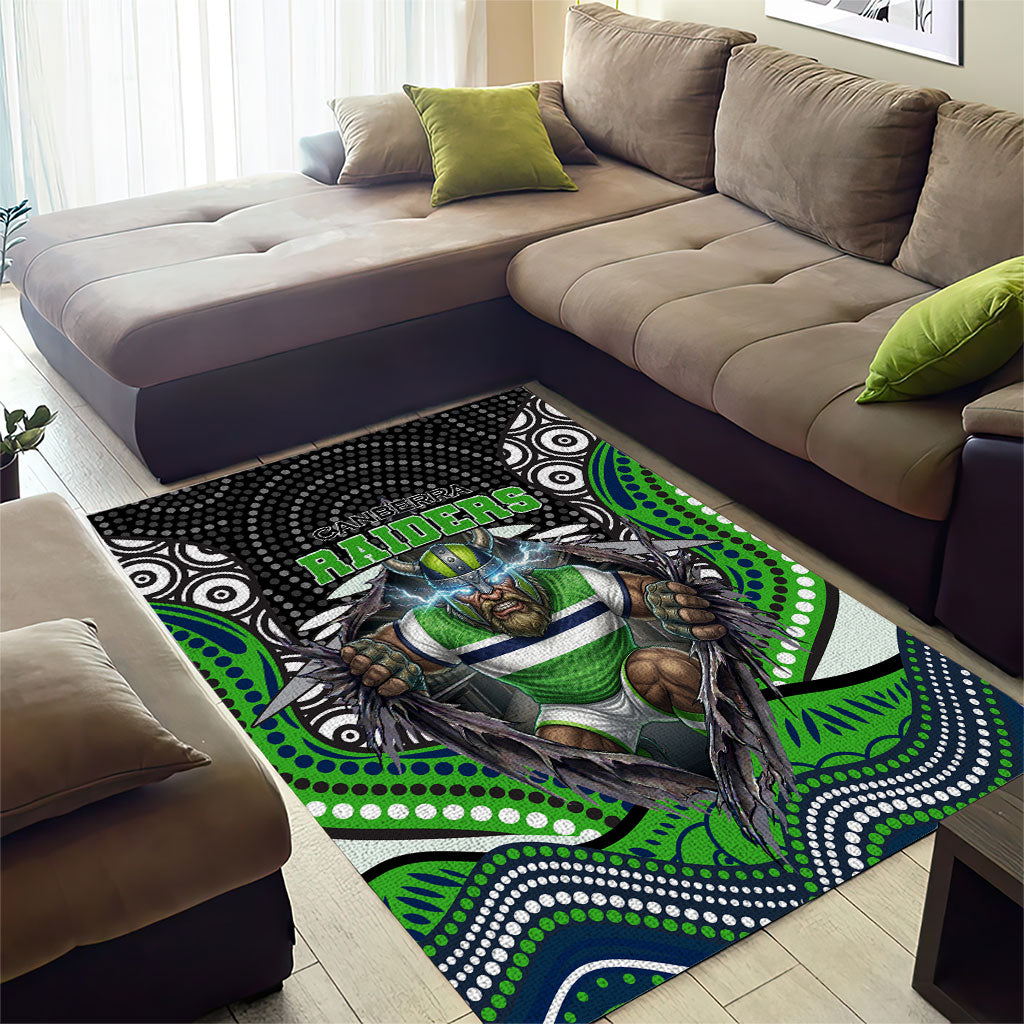 Canberra Raiders Area Rug The Scream of Lightning Eyes - Indigenous Dot Ripping Effect