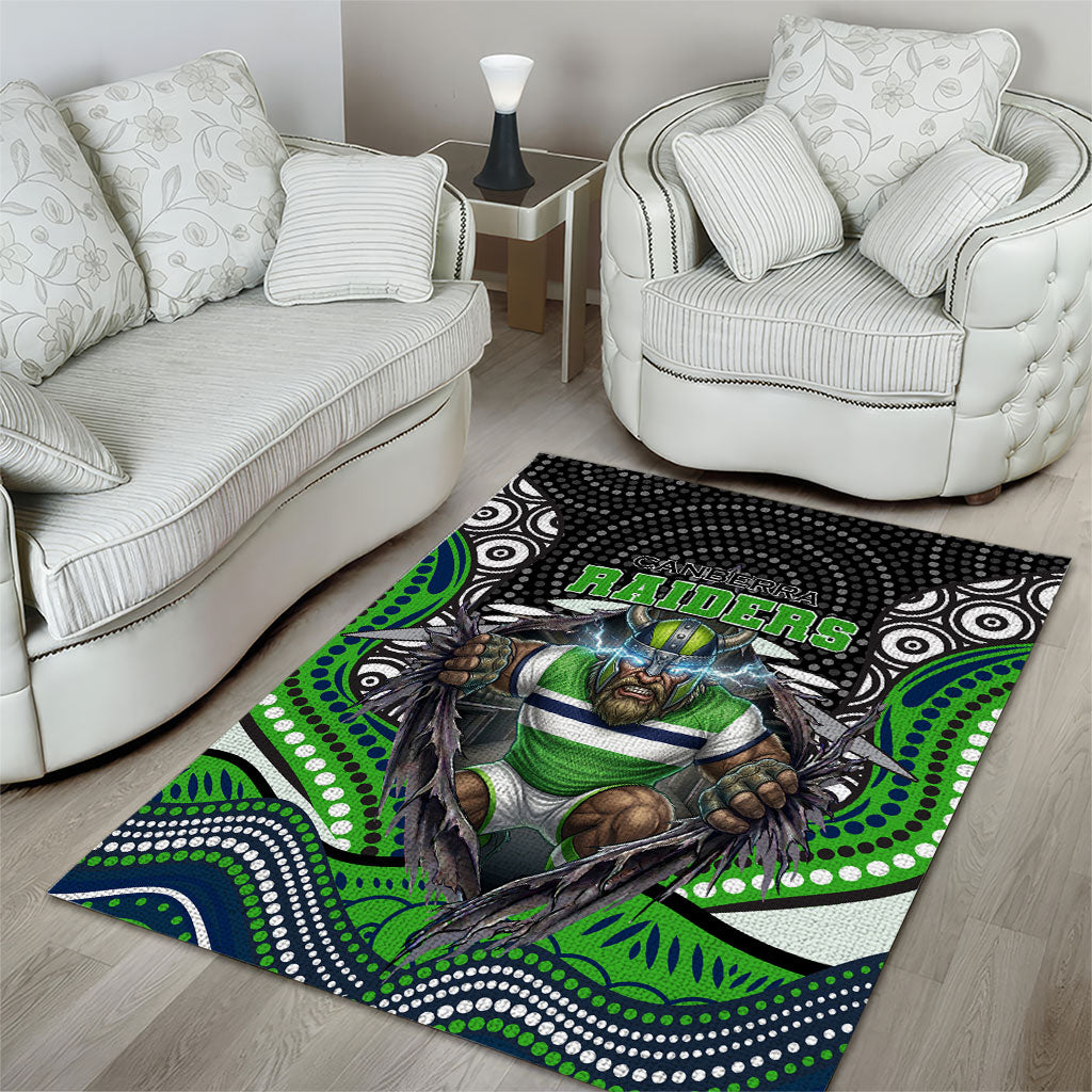 Canberra Raiders Area Rug The Scream of Lightning Eyes - Indigenous Dot Ripping Effect